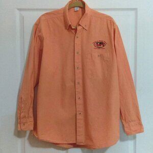 Crystal Springs 100% Cotton Long Sleeve Shirt Sz. L Orange Button Up Skydive